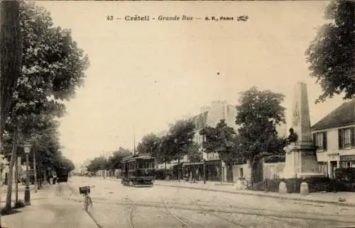 Ak Créteil Val de Marne, Grande Rue, Straßenbahn