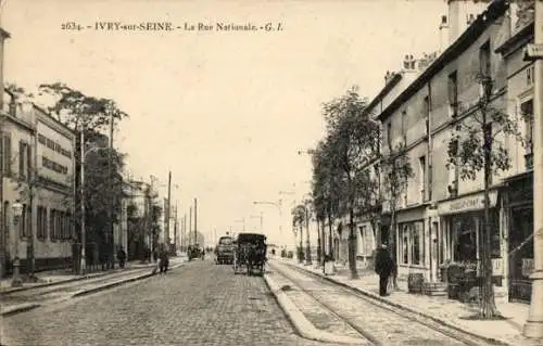 Ak Ivry sur Seine Val de Marne, Rue Nationale