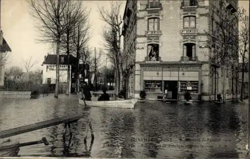 Ak Joinville le Pont Val de Marne, Überschwemmung 1910, Lebensmittelgeschäft