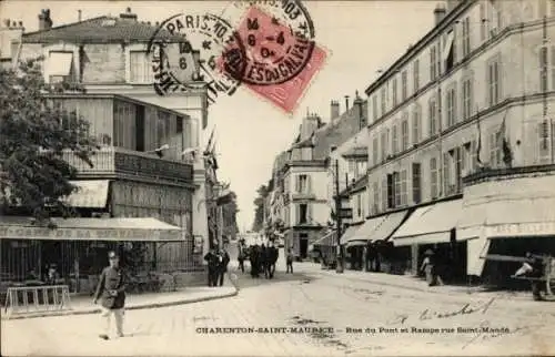 Ak Charenton Saint Maurice Hauts de Seine, Rue du Pont, Ramp rue Saint Mandé