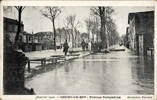 Ak Choisy Le Roi Val de Marne, Avenue Pompadoux, Überschwemmungen Januar 1910