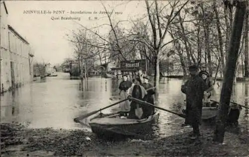 Ak Joinville le Pont Val de Marne, Überschwemmungen 1910, Quai Beaubourg