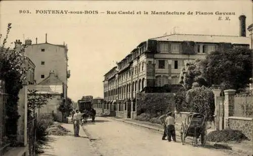 Ak Fontenay sous Bois Val de Marne, Rue Castel und die Klaviermanufaktur Gaveau