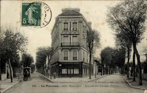 Ak Le Perreux sur Marne Val de Marne, Allée Montaigne, Avenue des Champs Elysées