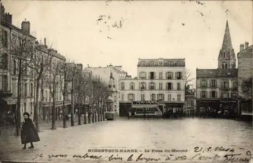 Ak Nogent-sur-Marne Val de Marne, Place du Marché