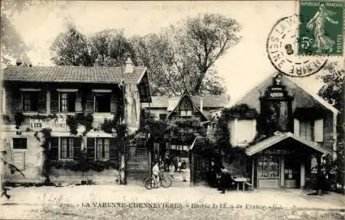 Ak La Varenne Chennevieres Val de Marne, Eingang zum Wasser von Frankreich, Fahrrad