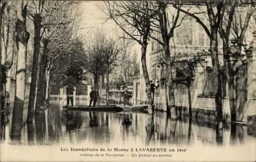 Ak La Varenne Val de Marne, Überschwemmungen der Marne 1910