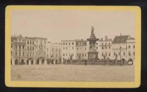 CdV Fotografie Tschechien, Budweis, Marktplatz mit Samsonbrunnen