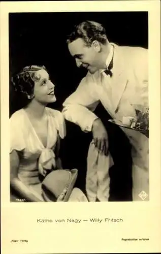 Ak Schauspieler Willy Fritsch und Käthe von Nagy, Portrait, Ufa Film, Ross Verlag 7569 1