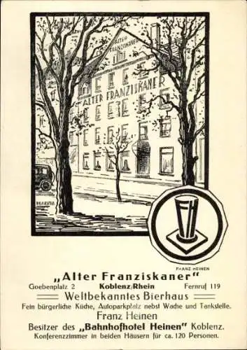 Ak Koblenz am Rhein, Gasthaus Alter Franziskaner, Goebenplatz 2