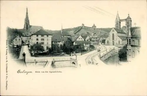 Ak Esslingen am Neckar, Blick von der Agnesbrücke