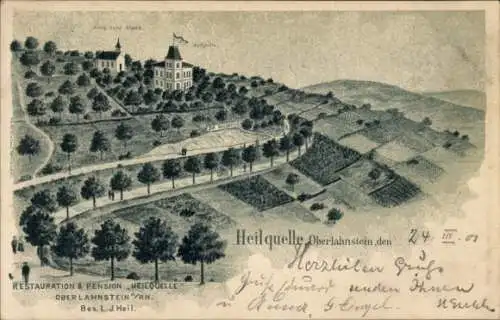 Litho Oberlahnstein Lahnstein am Rhein, Restaurant Heilquelle