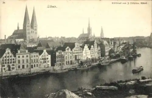 Ak Hansestadt Lübeck, Panorama