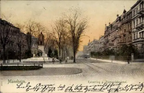 Ak Mannheim in Baden, Kaiserring, Bismarckdenkmal