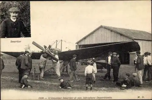 Ak Aviateur Issartier und sein Flugzeug Deperdussin