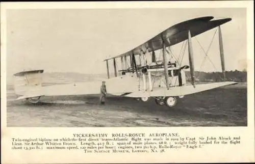 Ak Vickers-Vimy Rols-Royce Flugzeug