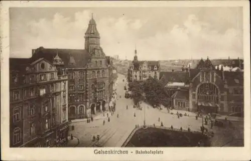 Ak Gelsenkirchen im Ruhrgebiet, Bahnhofsplatz