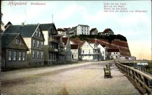 Ak Nordseeinsel Helgoland, Nordstrand, Straßenpartie