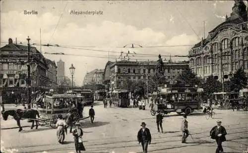 Ak Berlin Mitte, Alexanderplatz, Straßenbahnen