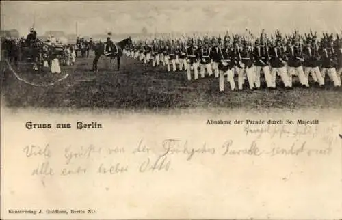 Ak Berlin, Abnahme der Parade durch Kaiser Wilhelm II., Soldaten