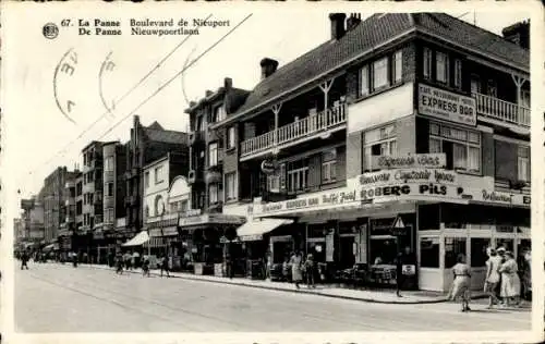 Ak La Panne De Panne Westflander, Boulevard de Nieuport, Geschäfte