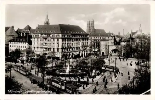 Ak München Bayern, Sendlingertorplatz, Straßenbahnen