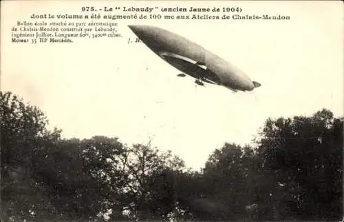 Ak Französisches Luftschiff Lebaudy, Ateliers Chalais Meudon
