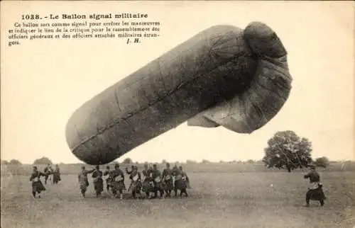 Ak Französischer Militärballon, Signalballon, Soldaten