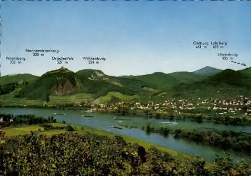 Ak Königswinter am Rhein, Drachenfels, Panorama, Oelberg, Petersberg, Nonnenstromberg, Wolkenburg