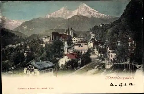 Ak Berchtesgaden in Oberbayern, Teilansicht, Watzmann