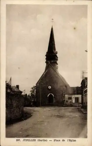 Ak Jupilles Sarthe, Place de l'Eglise