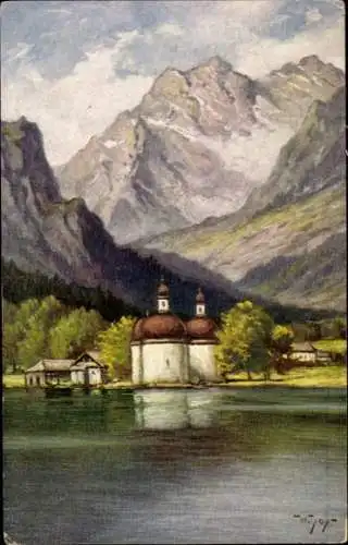 Künstler Ak Hoy, W., Schönau am Königssee, St. Bartholomä