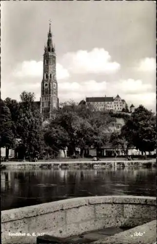 Ak Landshut in Niederbayern, Teilansicht, Turm