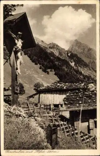 Ak Gerstruben Oberstdorf im Oberallgäu, Wegkreuz, Höfats