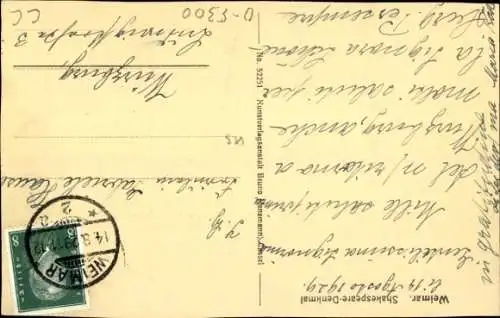 Ak Weimar in Thüringen, Shakespeare-Denkmal