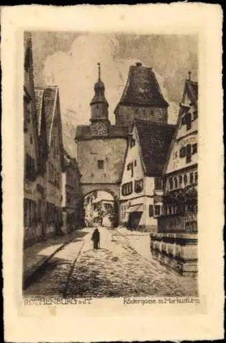 Künstler Ak Rothenburg ob der Tauber Mittelfranken, Rödergasse, Markusturm