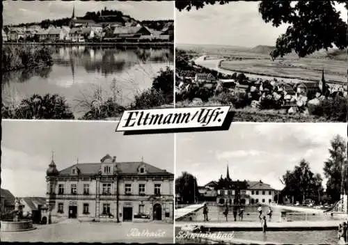 Ak Eltmann in Unterfranken, Gesamtansicht, Teilansicht, Rathaus, Schwimmbad