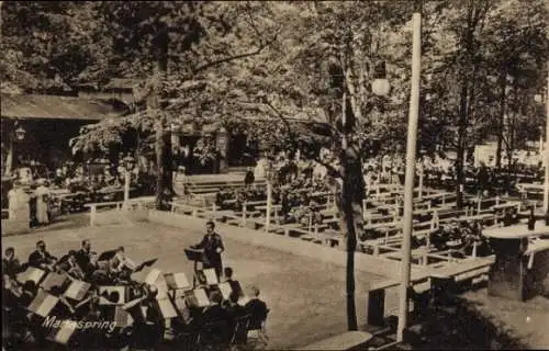 Ak Mariaspring bei Göttingen Eddigehausen Bovenden Niedersachsen, Orchester, Dirigent, Terrasse