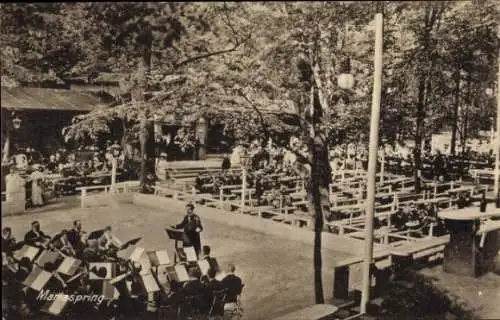 Ak Mariaspring bei Göttingen Eddigehausen Bovenden Niedersachsen, Orchester, Dirigent, Terrasse