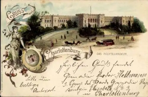 Litho Berlin Charlottenburg, Polytechnikum, Pferdestraßenbahn