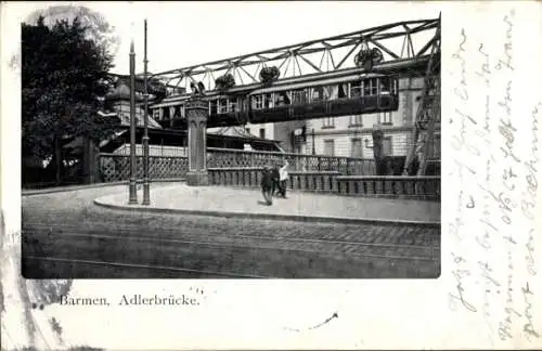 Ak Barmen Wuppertal, Adlerbrücke, Schwebebahn