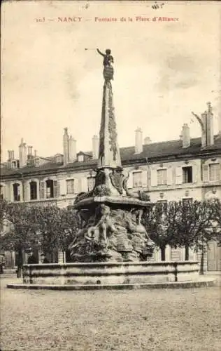 Ak Nancy Meurthe et Moselle, Fontaine de la Place d'Alliance