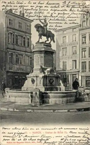 Ak Nancy Meurthe et Moselle, Statue de Rene II.