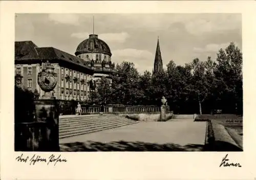 Foto Ak Poznań Posen, Platz, Treppe, Kirchturm, Gebäude