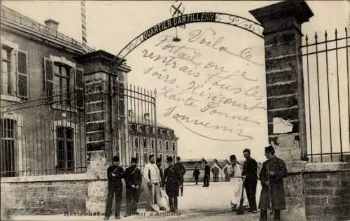 Ak Mericourt Haute-Saône, Quartier d'Artillerie, Eingangstor, Soldaten