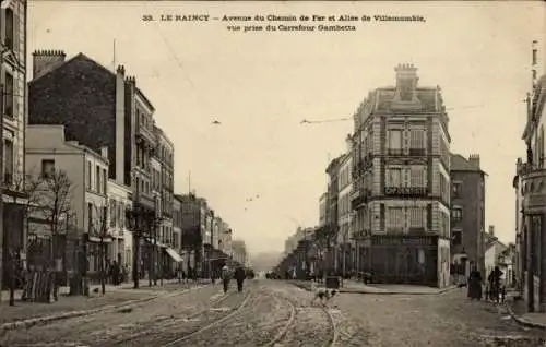 Ak Le Raincy Seine Saint Denis, Avenue du Chemin de Fer und Allée de Villemonble