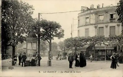 Ak Le Raincy Seine Saint Denis, Place de la Gare