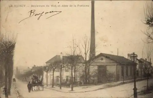 Ak Le Raincy Seine Saint Denis, Boulevard du Midi und Allée de la Fontaine