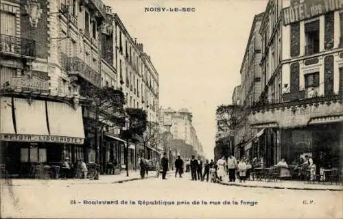 Ak Noisy le Sec Seine Saint Denis, Boulevard de la République, aufgenommen von der Rue de la Forge