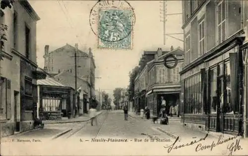 Ak Neuilly Plaisance Seine Saint Denis, Rue de la Station